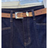 Fall 2024 Women’s High-Waisted Denim Blue Straight-Leg Jeans – Crescent Flare, Timeless Elegance