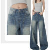 Spring Women’s High-Waisted Wide-Leg Denim Jeans – Retro Cool with a Modern Edge
