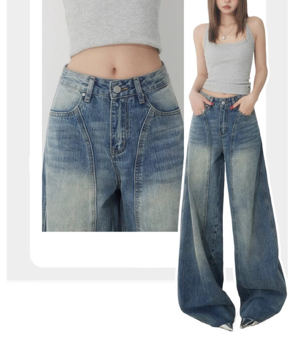 Spring Women’s High-Waisted Wide-Leg Denim Jeans – Retro Cool with a Modern Edge