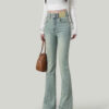 Spring Women’s High-Waisted Light Blue Flared Jeans – Stretch, Shape, and Shine in Every Step