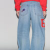 Sporty Meets Street: Spring 2025 Nebesa Women’s Sky Blue Mid-Rise Relaxed-Fit Jeans with NFL Details