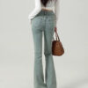 Spring Women’s High-Waisted Light Blue Flared Jeans – Stretch, Shape, and Shine in Every Step
