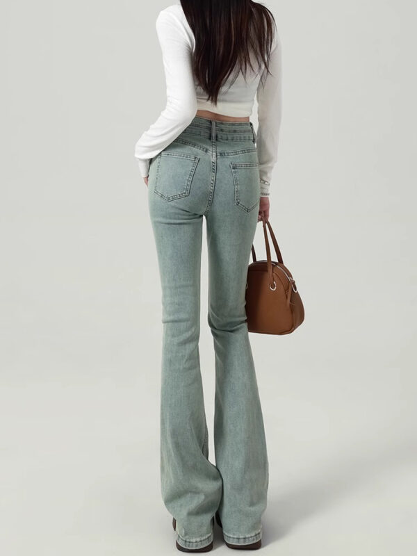Spring Women’s High-Waisted Light Blue Flared Jeans – Stretch, Shape, and Shine in Every Step