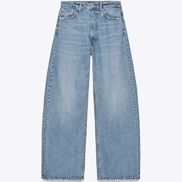 Sporty Meets Street: Spring 2025 Nebesa Women’s Sky Blue Mid-Rise Relaxed-Fit Jeans with NFL Details