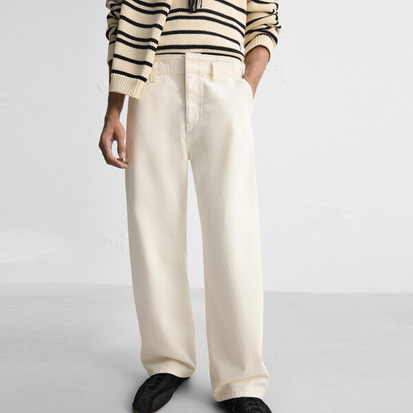 Fresh Style Starts Here: Nebesa Men’s Faded White Loose Straight-Leg Jeans – Spring 2025
