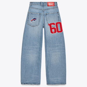 Sporty Meets Street: Spring 2025 Nebesa Women’s Sky Blue Mid-Rise Relaxed-Fit Jeans with NFL Details