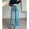 Spring Women’s High-Street Cargo Straight-Leg Jeans – Fashion-Forward Utility with a Flattering Fit