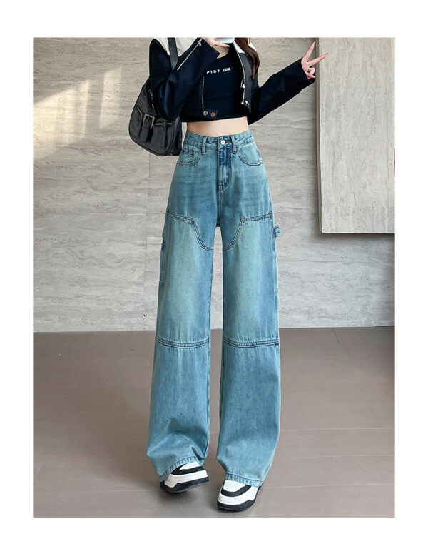 Spring Women’s High-Street Cargo Straight-Leg Jeans – Fashion-Forward Utility with a Flattering Fit