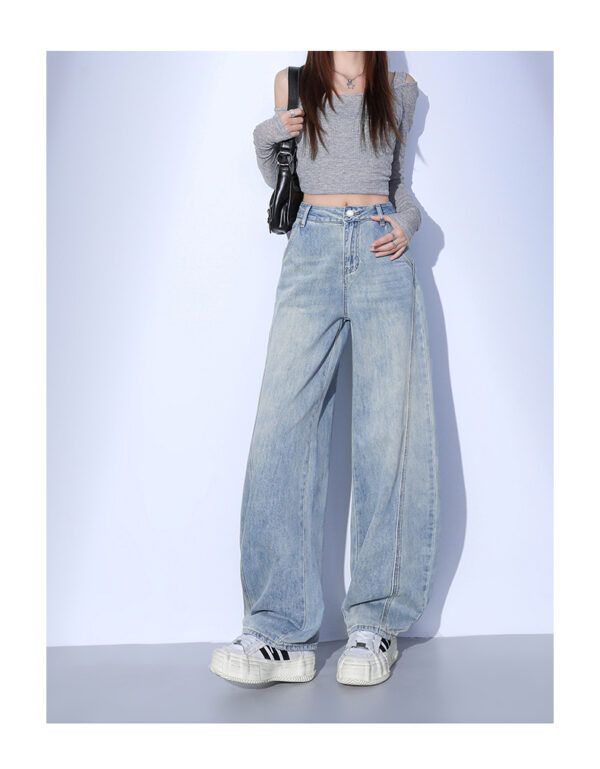 Spring Women’s Light Blue Retro Split Wide-Leg Banana Jeans – Effortless Style with a Flared, Flattering Fit