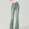 Spring Women’s High-Waisted Light Blue Flared Jeans – Stretch, Shape, and Shine in Every Step