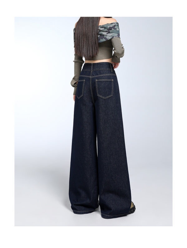 Spring Women’s High-Waisted Denim Blue Wide-Leg Jeans – Retro Elegance for Tall, Confident Style