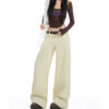 Spring Women’s Corduroy Beige Straight-Leg Jeans – Soft Texture, Relaxed Elegance