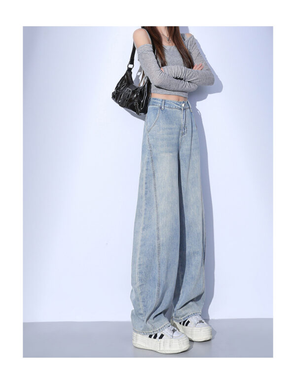 Spring Women’s Light Blue Retro Split Wide-Leg Banana Jeans – Effortless Style with a Flared, Flattering Fit