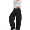 Spring Women’s Low-Waisted Loose-Fit Denim Pants – Flattering Knife-Cut Style in Original Indigo