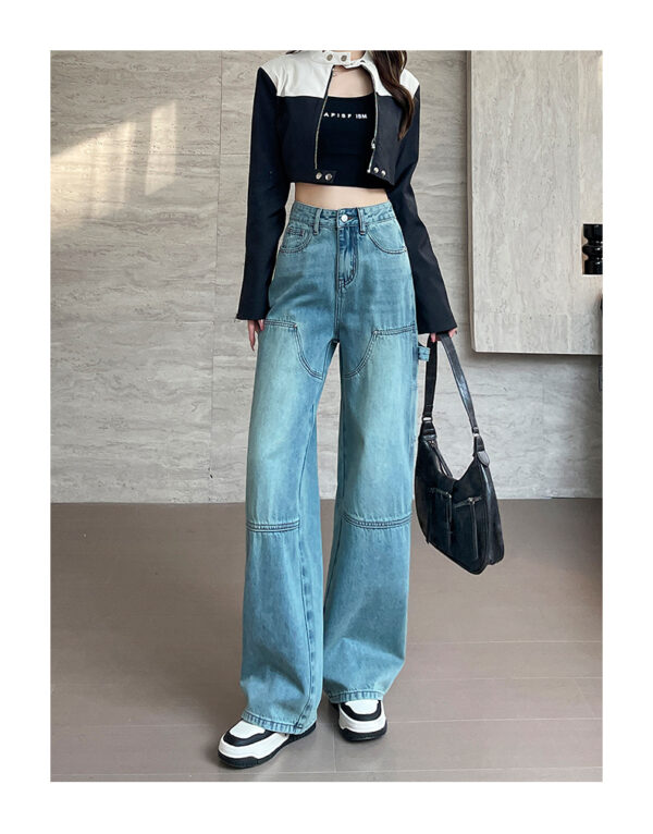 Spring Women’s High-Street Cargo Straight-Leg Jeans – Fashion-Forward Utility with a Flattering Fit
