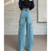 Spring Women’s High-Street Cargo Straight-Leg Jeans – Fashion-Forward Utility with a Flattering Fit