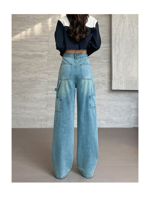 Spring Women’s High-Street Cargo Straight-Leg Jeans – Fashion-Forward Utility with a Flattering Fit