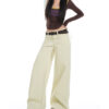 Spring Women’s Corduroy Beige Straight-Leg Jeans – Soft Texture, Relaxed Elegance