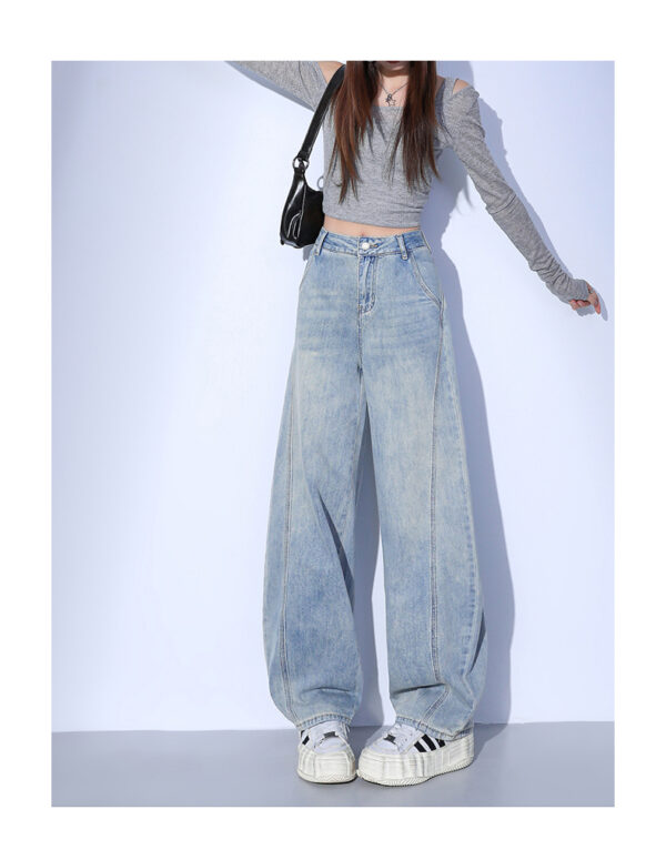 Spring Women’s Light Blue Retro Split Wide-Leg Banana Jeans – Effortless Style with a Flared, Flattering Fit