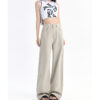 Women’s Straight-Leg Khaki Jeans – Wide-Leg Comfort, Slimming Fit for Petite Frames