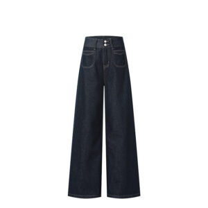 Spring Women’s High-Waisted Denim Blue Wide-Leg Jeans – Retro Elegance for Tall, Confident Style