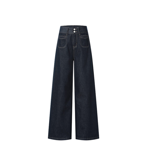 Spring Women’s High-Waisted Denim Blue Wide-Leg Jeans – Retro Elegance for Tall, Confident Style