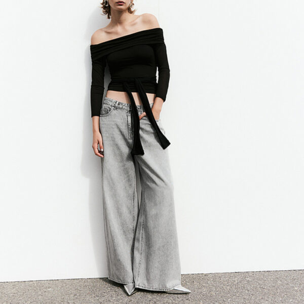 Spring 2025 Women’s Low-Waisted Loose-Fit Non-Stretch Wide-Leg Jeans – Vintage Vibes, All-Day Comfort