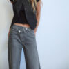 Redefine Casual Cool: Spring 2025 TRF Women’s Gray Cotton Double-Breasted Wide-Leg Jeans