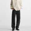 Laid-Back Edge: Spring Men’s Cotton Straight-Leg Jeans with Raw Hem & Stitch Detail