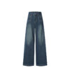 Spring Women’s High-Waisted Denim Blue Wide-Leg Jeans – Retro Elegance for Tall, Confident Style