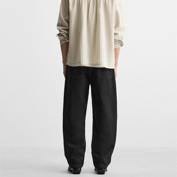 Laid-Back Edge: Spring Men’s Cotton Straight-Leg Jeans with Raw Hem & Stitch Detail
