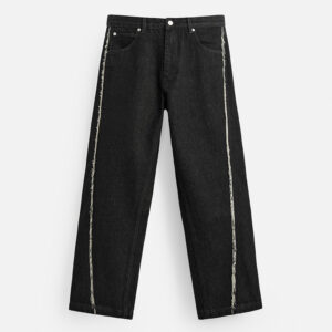 Laid-Back Edge: Spring Men’s Cotton Straight-Leg Jeans with Raw Hem & Stitch Detail