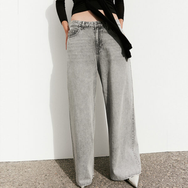 Spring 2025 Women’s Low-Waisted Loose-Fit Non-Stretch Wide-Leg Jeans – Vintage Vibes, All-Day Comfort