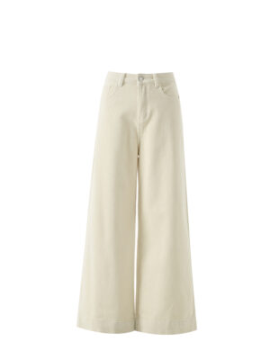 Spring Women’s Corduroy Beige Straight-Leg Jeans – Soft Texture, Relaxed Elegance