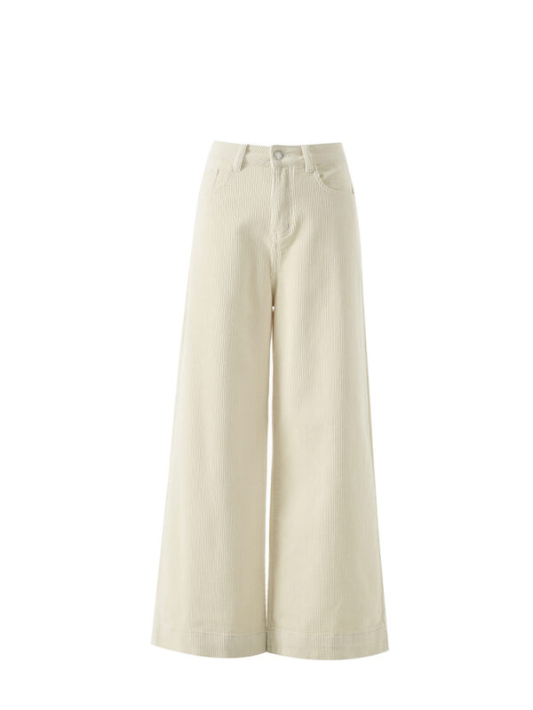 Spring Women’s Corduroy Beige Straight-Leg Jeans – Soft Texture, Relaxed Elegance