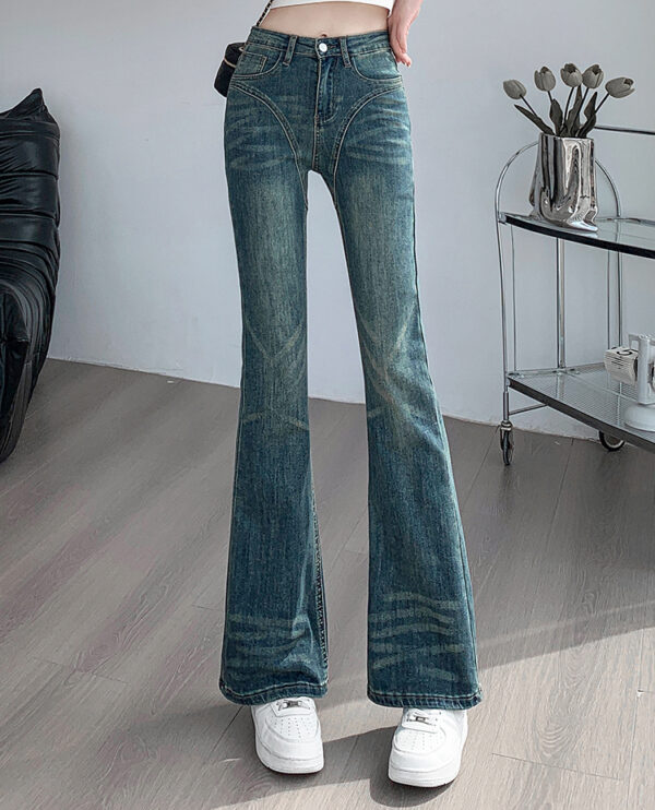 Jeaans Female Spring And Fall New Pants High Waist Thin Elastic Slim Design Flare Pants Female