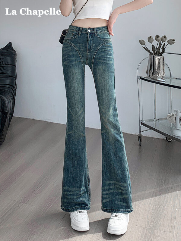 Jeaans Female Spring And Fall New Pants High Waist Thin Elastic Slim Design Flare Pants Female