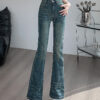 Jeaans Female Spring And Fall New Pants High Waist Thin Elastic Slim Design Flare Pants Female