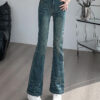 Jeaans Female Spring And Fall New Pants High Waist Thin Elastic Slim Design Flare Pants Female