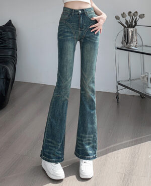 Jeaans Female Spring And Fall New Pants High Waist Thin Elastic Slim Design Flare Pants Female
