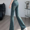 Jeaans Female Spring And Fall New Pants High Waist Thin Elastic Slim Design Flare Pants Female