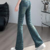 Jeaans Female Spring And Fall New Pants High Waist Thin Elastic Slim Design Flare Pants Female