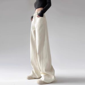 Spring Women’s High-Waisted Wide-Leg Denim Pants – Tailored for Tall Women, Designed for Effortless Elegance