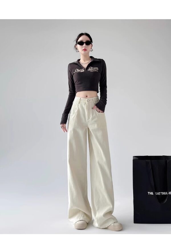 Spring Women’s High-Waisted Wide-Leg Denim Pants – Tailored for Tall Women, Designed for Effortless Elegance