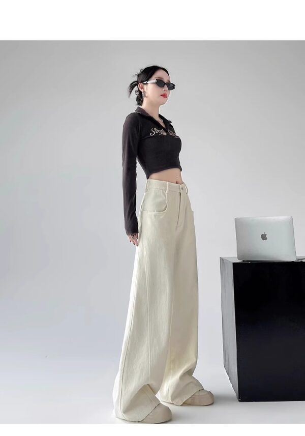 Spring Women’s High-Waisted Wide-Leg Denim Pants – Tailored for Tall Women, Designed for Effortless Elegance