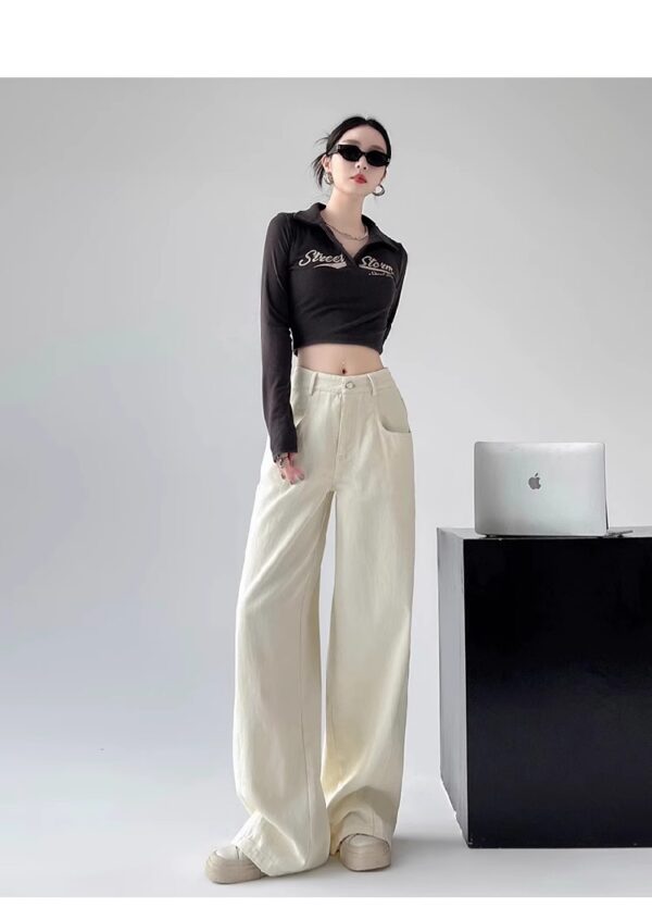 Spring Women’s High-Waisted Wide-Leg Denim Pants – Tailored for Tall Women, Designed for Effortless Elegance