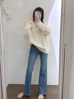 Spring Women’s High-Waisted Vintage-Inspired Flared Jeans – Slimming, Stylish & Petite-Friendly