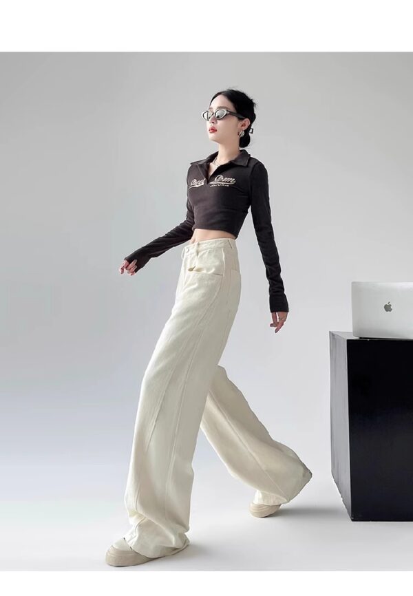 Spring Women’s High-Waisted Wide-Leg Denim Pants – Tailored for Tall Women, Designed for Effortless Elegance