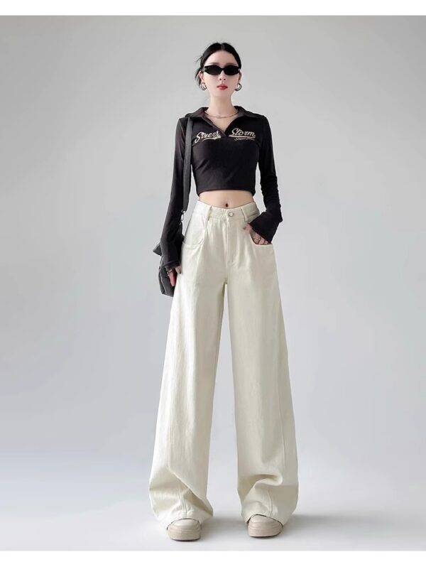 Spring Women’s High-Waisted Wide-Leg Denim Pants – Tailored for Tall Women, Designed for Effortless Elegance