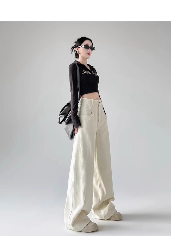 Spring Women’s High-Waisted Wide-Leg Denim Pants – Tailored for Tall Women, Designed for Effortless Elegance